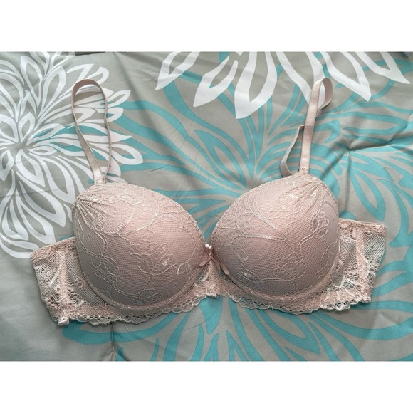 Women's Rene Rofe Push Up Pink Lace Underwire Bra #B21865H3 34C New No Tags - Picture 10 of 11
